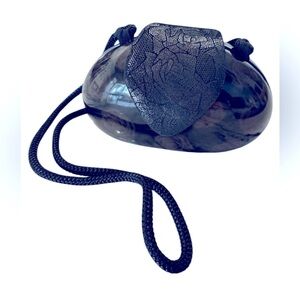 Timmy Woods acacia wood bag with leather trim enclosure